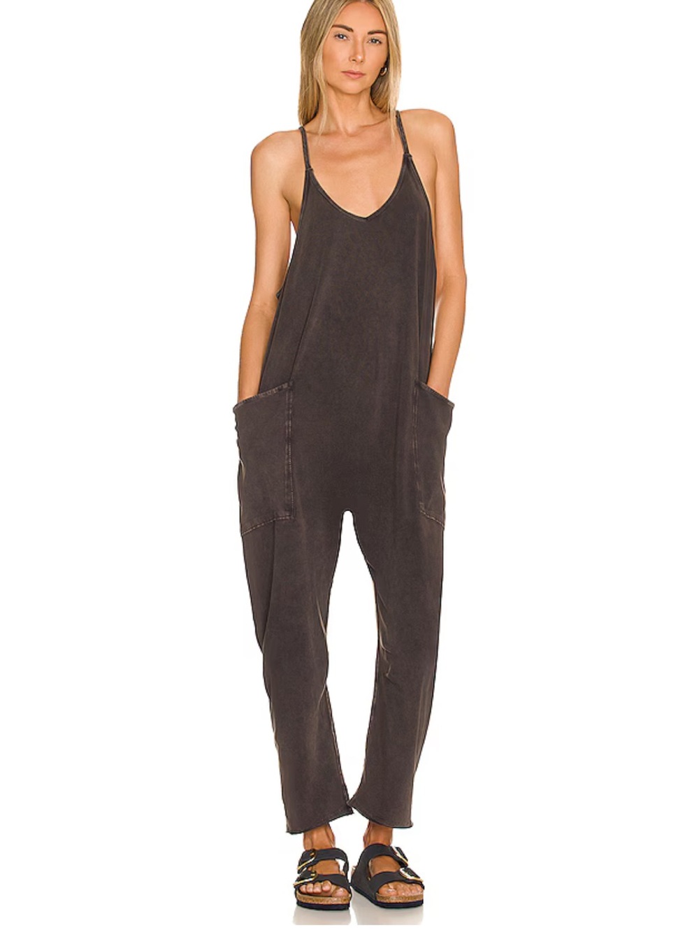 Free People FP Movement Hot Shot Onesie Washed Black